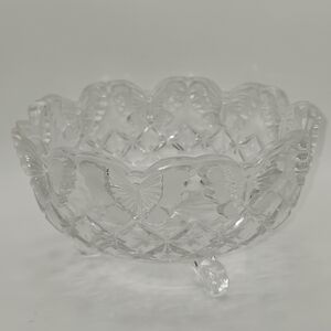 Vintage‎ HOFBAUER 1985 German Leaded Crystal Footed Butterfly Bowl  8